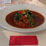 太陽カレー - ひとくち豚カツと鶏ささみフライのコンビカレー特大ちょい辛とエビフライのトッピング