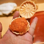 銀座 しのはら - フォアグラとあんぽ柿、ウイスキーゼリーの最中