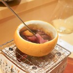 銀座 しのはら - レモン皮を釜にして