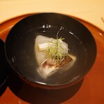 Shino Hara - 瀬戸内の鯛の串焼き、淀ねぎのマグロだしのお椀