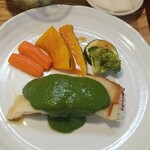 キッチン ブルー グローブ - 上から、今日も彩りが良いですね