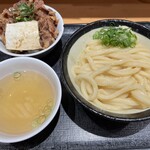 日本橋 讃岐うどん ほし野 - セット全体(釜たまにお出汁が付く）