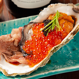 The star of the dish is the rich Oyster delivered directly from the market. Raw Oyster with ponzu Tabasco!