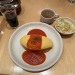 洋食キッチン シャトー - 【2023.12.20(水)】ふわとろオムライス（並盛・トマトソース）1,000円＋ドリンクバーセット300円→0円