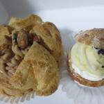 果子乃季 - 料理写真:左濃厚モンブランシュー¥280:、右:スイートポテトプチシュー¥120