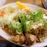 わたしの食卓 - H25.12.01　チキン南蛮定食　メインのアップ（野菜、一口食べちゃってます(>_<)　）