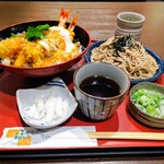 Sagami - 大海老天のふわたま丼と麺1820円 麺は冷たい蕎麦