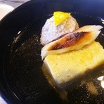 宇豆基野 - 清汁仕立て（鴨つくね、生麩、焼葱）