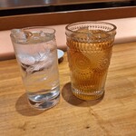 馳走屋河の - 芋焼酎富乃宝山水割り、ウーロン茶