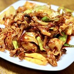 釜山 - コプチャンポックム（牛ホルモン炒め）