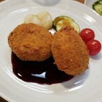 キッチン ブルー グローブ - 反対側から、ころころコロッケ！？