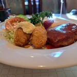 コーヒーショップシモン - グリルセットのチーズオムレツ&ハンバーグ&カニクリームコロッケのセット！