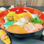 丼丸 - お醤油かけて、いただいてます☆