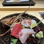京橋 天冨良と鮨 いしい - 伊勢海老と旬の鮮魚お造り   本マグロ、サワラ、伊勢海老
