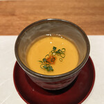 曙橋 かず - ショートコース７７００円。雲子の茶碗蒸し。蒸し上げた後にポン酢の餡をかけた品です。鱈の白子と相性ピッタリです。