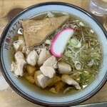 ドライブイン川原 - かけそばにかしわのトッピング