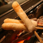 Akita specialty: miso-grilled Kiritanpo skewers
