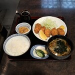 茅場町 長寿庵 - かきフライ定食　1,600円