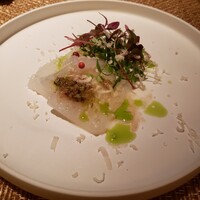 mon atelier - 「アオリイカのカルパッチョ」　生魚NGの私のために「白身魚の…」から変更していただいたようです。ねっとり甘くて美味しいイカでした。