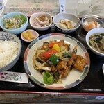 中国料理 頤和園 - お皿がいっぱい有りますが、
      ご飯は半分ほどに減らしてもらってます。