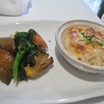 シュマン - キノコのフリカッセとグラタン　付け合わせなのにいちいち美味い　