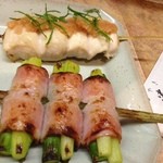 鳥やき串英 - ささみ明太子230円　　アスパラベーコン280円