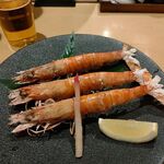 Sushi Tempura Gosakutei - ●夕食 単品。中瓶B 770+焼酎ﾎﾞﾄﾙ3850+ﾋﾚ酒1078+ﾂｷﾞ酒495+ｽﾞﾜｲｶﾆﾎﾞｲﾙ4378+活車ｴﾋﾞ塩焼748X3尾+ﾌｸﾞ唐揚1730+1386+天婦羅1276+細巻(ﾄﾛ鉄火1100+ﾄﾛﾀｸ1100)=18,139円 