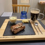 saint de gourmand - 自家製ハムとグリエールチーズpetit ➕スープ，マッシュポテト➕コーヒー