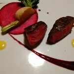 坂の上レストラン - 熟成牛ランプステーキ(赤ワインと柚子ソース)