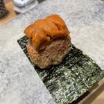 鮨結う紬 - 握り⑤ （通称港区巻き）香箱蟹とウニ　北海道小川ウニ