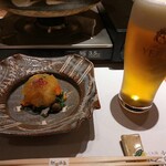 栖原温泉 - クエの皮と胃袋、絶妙な食感でした。