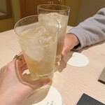 Nikukappou Futago - いただいたお酒。。。山崎シングルモルトハイボール。ビールよりも和食に寄り添いますね。