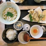 Honkaku Teuchi Udon Taiga - めちゃ旨やさい天セット・かけうどん・名古屋コーチン卵かけご飯