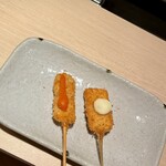 Kushikatsu Goen - サーモン、イカ