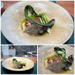 Refugeforestiere 五島 - ＊真鯛はレア感残る仕上がりで火入れが絶妙。少し酸味を感じるソースが合います。