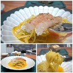 Refugeforestiere 五島 - ＊タカエビは「鹿児島甘海老」と言われるそうで、身がプリプリで甘くて美味しい。 ブイヤベースを使用したソースは魚介（甲殻類）等の旨味を感じ絶品ですね。