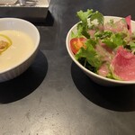 小川珈琲 - セットのスープ、サラダ