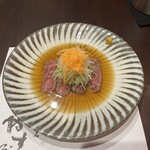 やす多” - 鹿児島産黒毛和牛ロースステーキの薄切り