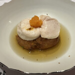 やす多” - トラフグ白子の炭火焼きと蓮根饅頭