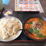 順徳 - 料理写真:セットメニューの坦々麺とニンニクチャーハン。