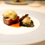 オラージュ - 熊本県産和牛のフィレ肉 牡蠣のエスプーマと葉玉葱