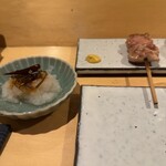 焼鳥 ひら野 - せせり(☆☆☆☆☆)・昆布大根おろしの箸休め(☆☆☆☆)