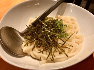 吟醸マグロ - 〆のうどん(配膳状態)〜3人分〜