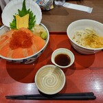 中與食堂 - サーモンいくら親子丼, うどん食べ放題セット