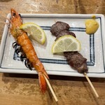 Kushiyaki Bumpuku - エビ，タン