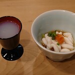 芳寿司 - はまぐりのスープ、白子ポン酢