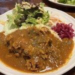 CURRY HOUSE シナモンの木 - 一店舗目なので写真は遠慮がちだったハチワレ、
                                ご飯少なめサラダ多めにしてもらったのー、
                                色々出来るし、料金プラスで大盛りとかもあるよ