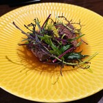 バルハチゴー - 牛サガリのステーキ味染み大根と自家製柚子胡椒添え