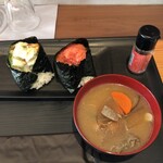 raisudhisshusutandokomeyoshi - ホッキサラダ・明太子・とん汁