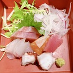 Negiya Heikichi - お刺身盛り合わせ（鮪、鯛、ハマチ、サーモン、タコ）